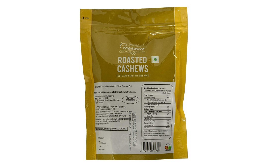 Gourmia Roasted Cashews Lightly Salted   Pack  200 grams